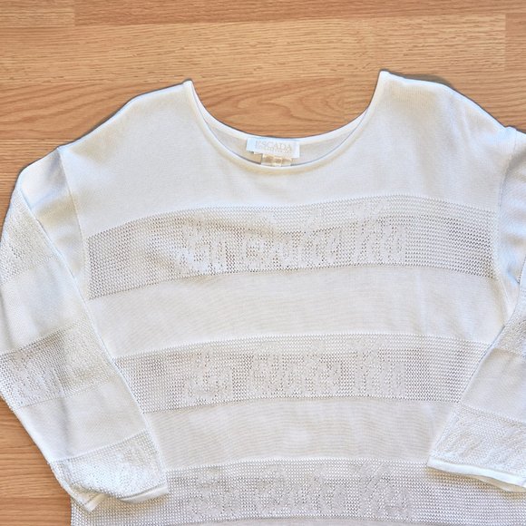 Vintage 90s Escada by Margaretha Ley White Sweater Oversized Size M - Picture 2 of 7